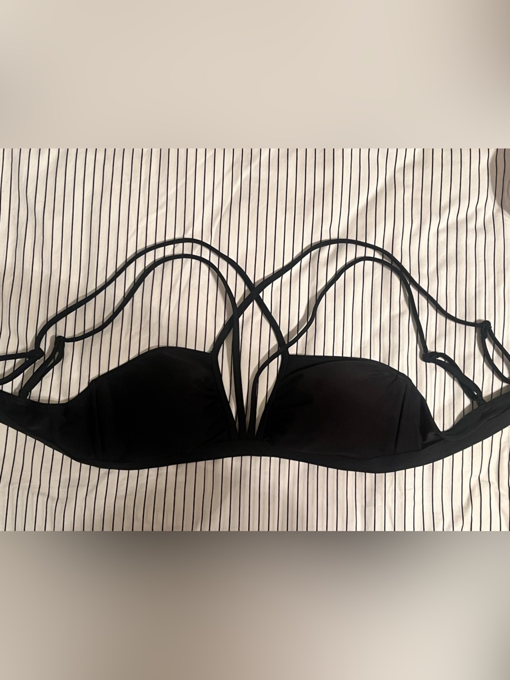 RVCA Black Strappy  Bikini Top, Size Small